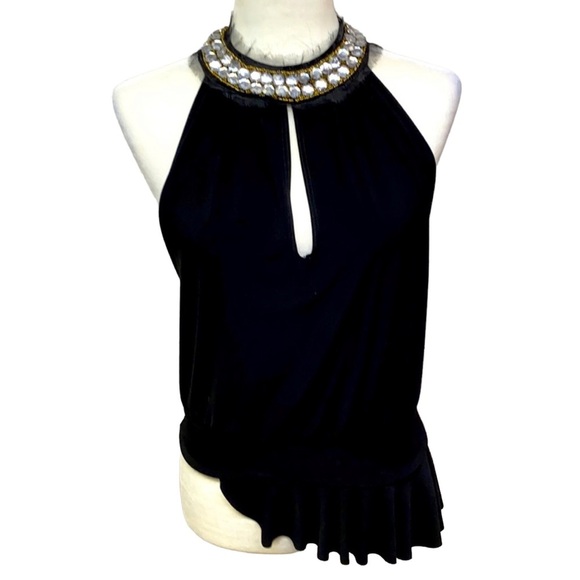 Unyx Rhinestone Neck Open Sides & Back Halter Top - Picture 1 of 4